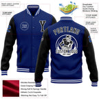 Custom Royal Black-White Bomber Full-Snap Varsity Letterman Two Tone Jacket photo 5