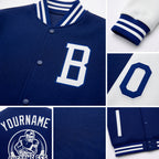 Custom Royal White Bomber Full-Snap Varsity Letterman Two Tone Jacket detail