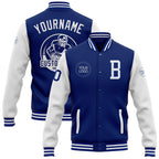 Custom Royal White Bomber Full-Snap Varsity Letterman Two Tone Jacket photo 1