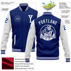 Custom Royal White Bomber Full-Snap Varsity Letterman Two Tone Jacket photo 5