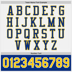 Custom White Royal-Yellow Bomber Full-Snap Varsity Letterman Two Tone Jacket photo 6