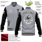Custom Gray Black-White Bomber Full-Snap Varsity Letterman Two Tone Jacket photo 5