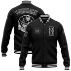 Custom Black White Bomber Full-Snap Varsity Letterman Jacket photo 1