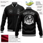 Custom Black White Bomber Full-Snap Varsity Letterman Jacket photo 5