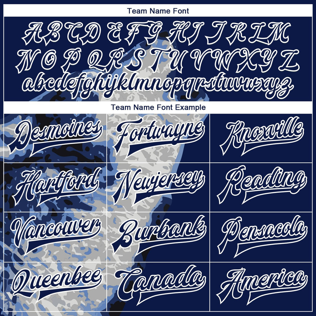 Custom Navy White-Gray Wolf Howling 3D Pattern Design Bomber Full-Snap Varsity Letterman Jacket photo 5