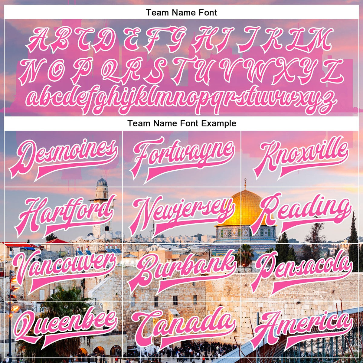 Custom Pink Light Pink-White The Dome Of The Rock Jerusalem Israel City Edition 3D Bomber Full-Snap Varsity Letterman Jacket photo 5