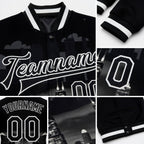 Custom Black White Chicago Illinois City Edition 3D Bomber Full-Snap Varsity Letterman Jacket detail