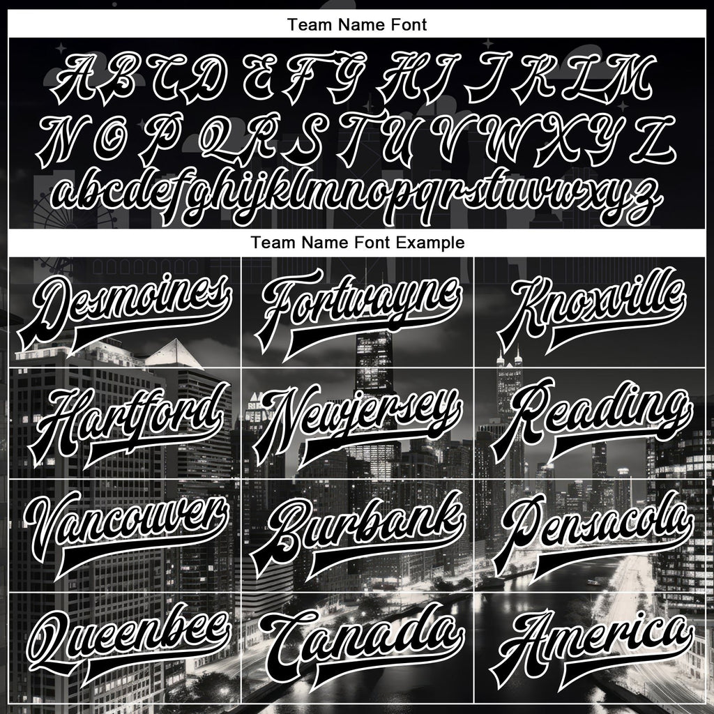 Custom Black White Chicago Illinois City Edition 3D Bomber Full-Snap Varsity Letterman Jacket photo 6