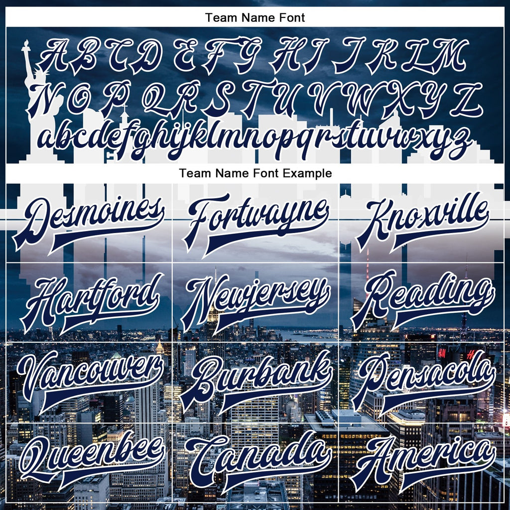 Custom Navy White New York City Edition 3D Bomber Full-Snap Varsity Letterman Jacket photo 5
