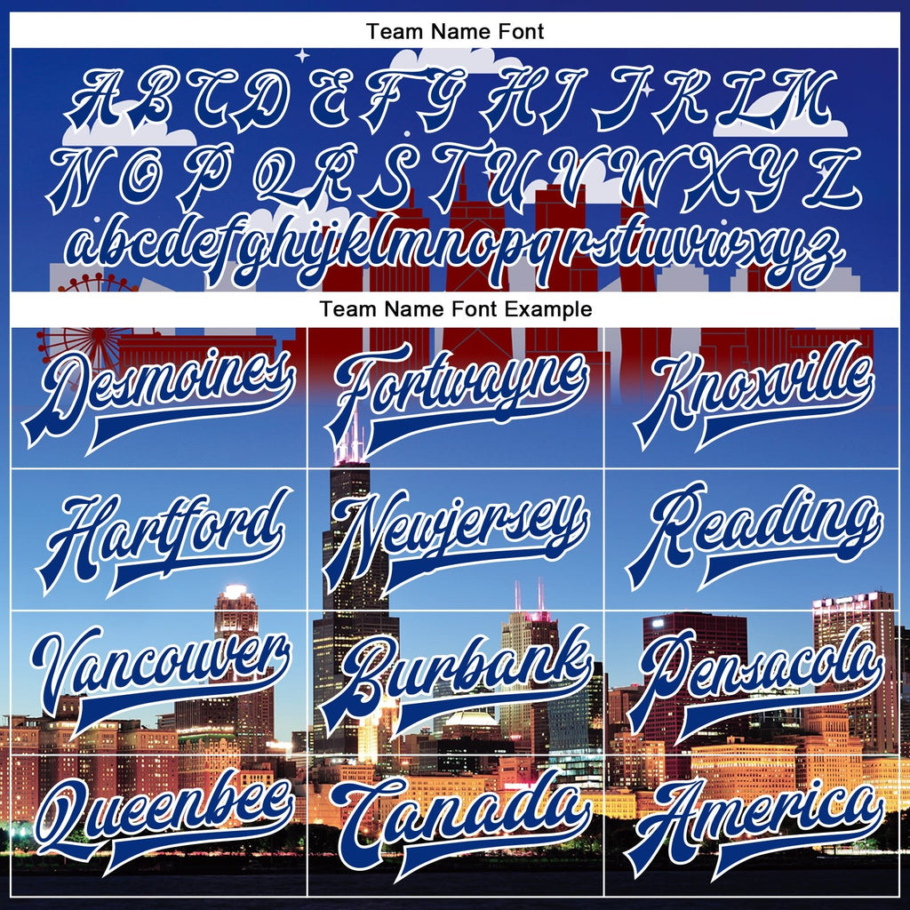 Custom Royal Red-White Chicago Illinois City Edition 3D Bomber Full-Snap Varsity Letterman Jacket photo 5