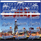 Custom Royal Red-White Chicago Illinois City Edition 3D Bomber Full-Snap Varsity Letterman Jacket photo 5
