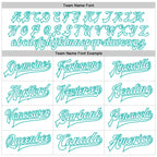 Custom White Ice Blue Aqua-Navy Check Board 3D Pattern Design Bomber Full-Snap Varsity Letterman Jacket photo 6