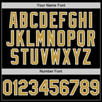 Custom Black Old Gold-White Bomber Full-Snap Varsity Letterman Hoodie Jacket photo 4