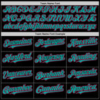 Custom Black Pink-Aqua Bomber Full-Snap Varsity Letterman Hoodie Jacket photo 3