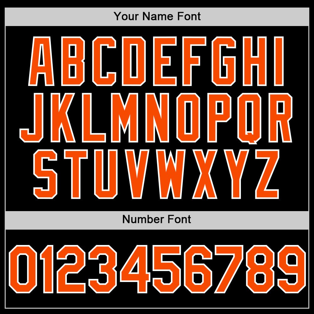 Custom Black Orange-White Bomber Full-Snap Varsity Letterman Hoodie Jacket photo 4