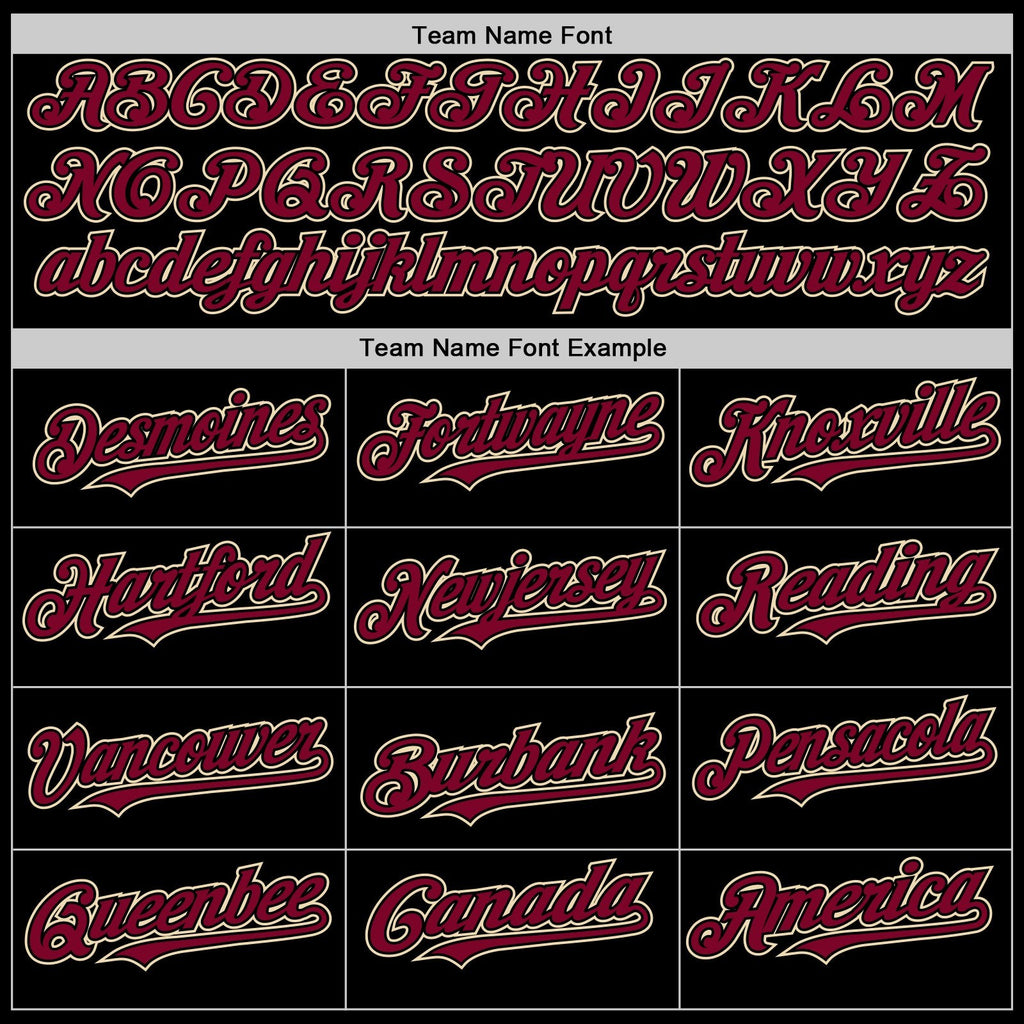 Custom Black Maroon-Cream Bomber Full-Snap Varsity Letterman Hoodie Jacket photo 3