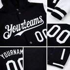 Custom Black White Bomber Full-Snap Varsity Letterman Two Tone Hoodie Jacket detail
