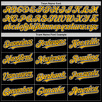 Custom Black Gold-White Bomber Full-Snap Varsity Letterman Two Tone Hoodie Jacket photo 3