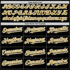 Custom Black Old Gold-White Bomber Full-Snap Varsity Letterman Two Tone Hoodie Jacket photo 4