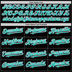 Custom Black Aqua-White Bomber Full-Snap Varsity Letterman Two Tone Hoodie Jacket photo 4
