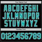 Custom Black Aqua-White Bomber Full-Snap Varsity Letterman Two Tone Hoodie Jacket photo 5