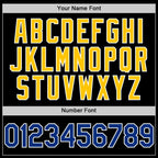 Custom Black Royal-Yellow Bomber Full-Snap Varsity Letterman Two Tone Hoodie Jacket photo 4