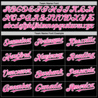 Custom Black Pink-White Bomber Full-Snap Varsity Letterman Two Tone Hoodie Jacket photo 3