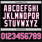 Custom Black Pink-White Bomber Full-Snap Varsity Letterman Two Tone Hoodie Jacket photo 4