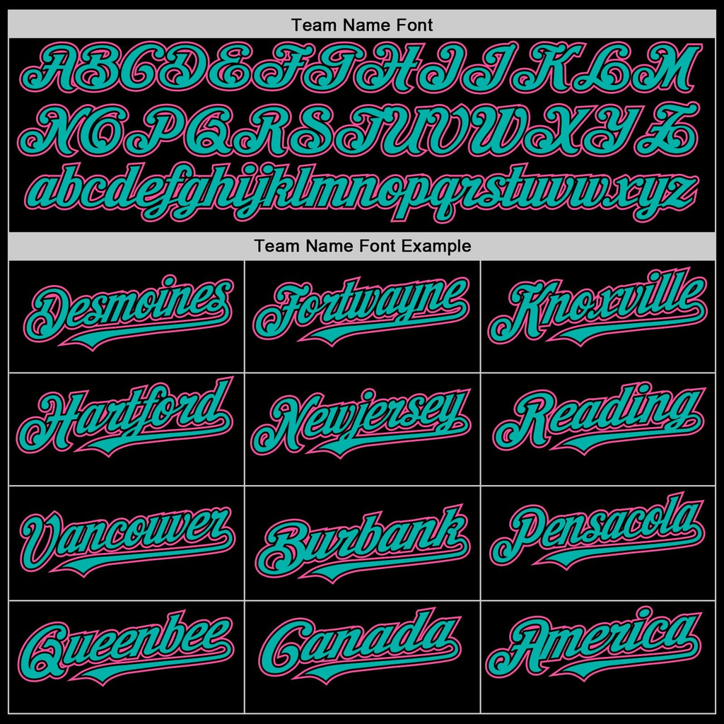 Custom Black Aqua-Pink Bomber Full-Snap Varsity Letterman Two Tone Hoodie Jacket photo 3
