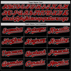Custom Black Red-White Bomber Full-Snap Varsity Letterman Two Tone Hoodie Jacket photo 3