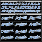 Custom Black Light Blue-White Bomber Full-Snap Varsity Letterman Two Tone Hoodie Jacket photo 3