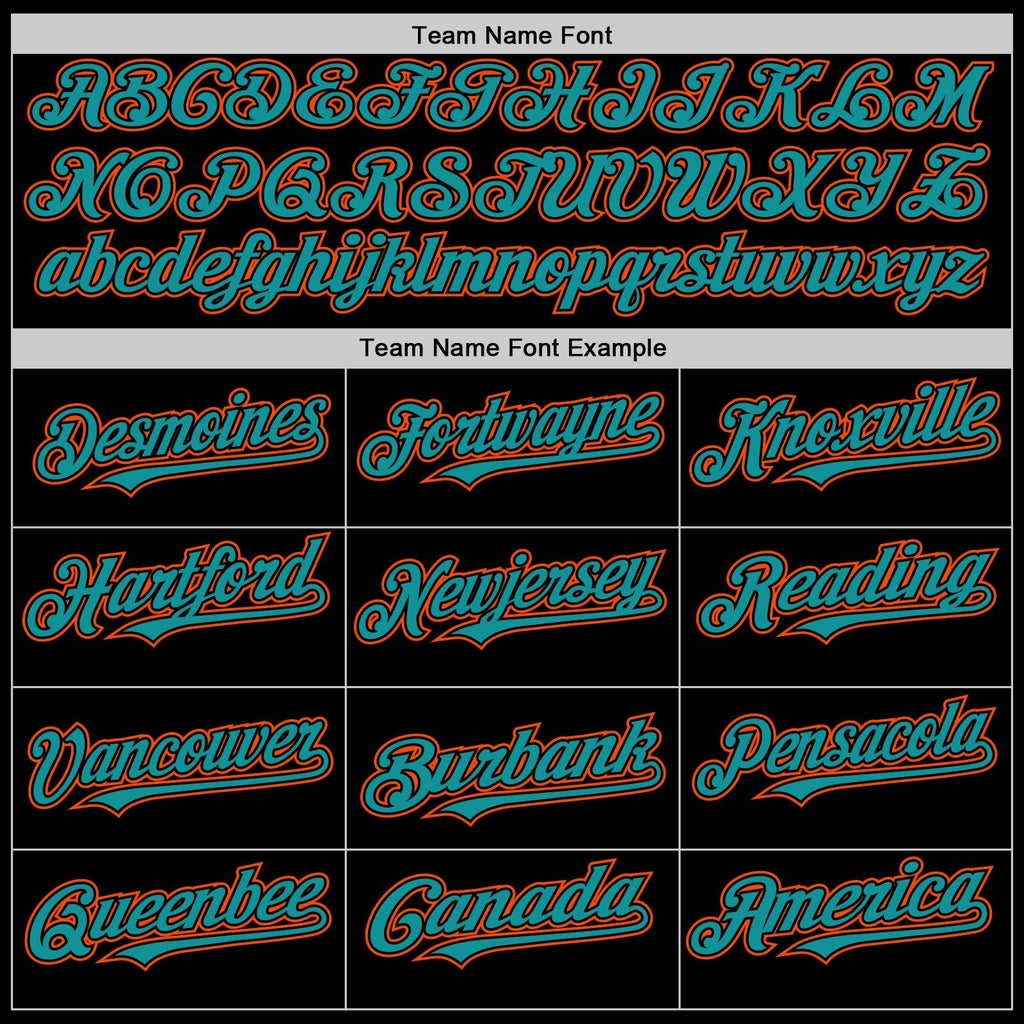 Custom Black Teal-Orange Bomber Full-Snap Varsity Letterman Two Tone Hoodie Jacket photo 4
