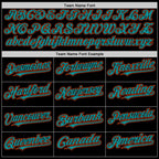 Custom Black Teal-Orange Bomber Full-Snap Varsity Letterman Two Tone Hoodie Jacket photo 4