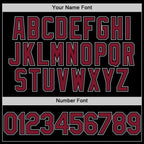 Custom Black Crimson-Gray Bomber Full-Snap Varsity Letterman Two Tone Hoodie Jacket photo 4