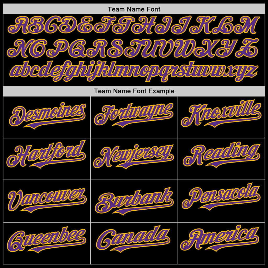 Custom Black Purple-Gold Bomber Full-Snap Varsity Letterman Two Tone Hoodie Jacket photo 3
