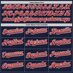 Custom Navy Red-White Bomber Full-Snap Varsity Letterman Hoodie Jacket photo 3