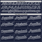 Custom Navy White Bomber Full-Snap Varsity Letterman Hoodie Jacket photo 3