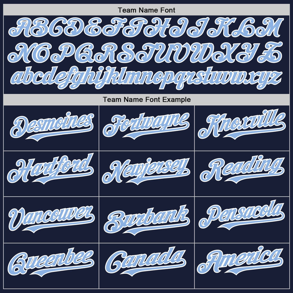 Custom Navy Light Blue-White Bomber Full-Snap Varsity Letterman Hoodie Jacket photo 3