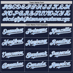 Custom Navy Light Blue-White Bomber Full-Snap Varsity Letterman Hoodie Jacket photo 3