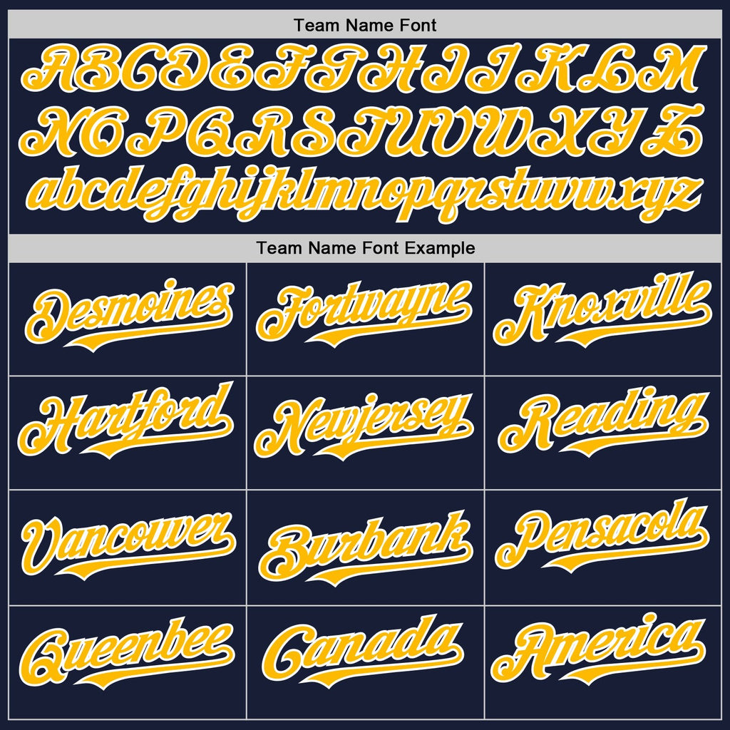 Custom Navy Gold-White Bomber Full-Snap Varsity Letterman Hoodie Jacket photo 3