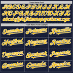 Custom Navy Gold-White Bomber Full-Snap Varsity Letterman Hoodie Jacket photo 3