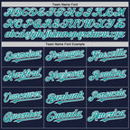 Custom Navy Teal-White Bomber Full-Snap Varsity Letterman Two Tone Hoodie Jacket photo 3