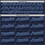 Custom Navy Cream-Light Blue Bomber Full-Snap Varsity Letterman Two Tone Hoodie Jacket photo 4