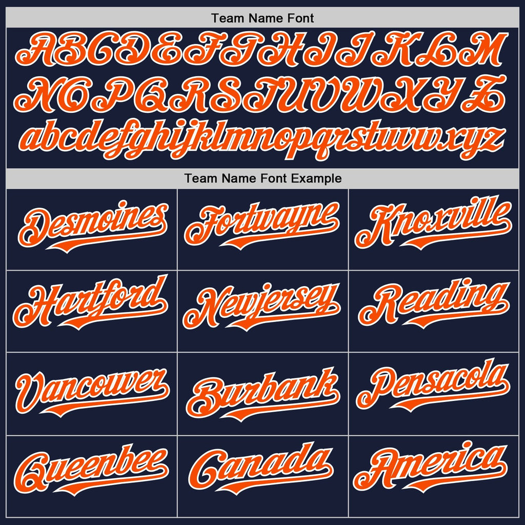 Custom Navy Orange-White Bomber Full-Snap Varsity Letterman Two Tone Hoodie Jacket photo 4