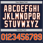 Custom Navy Orange-White Bomber Full-Snap Varsity Letterman Two Tone Hoodie Jacket photo 5