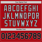 Custom Red Black-Gray Bomber Full-Snap Varsity Letterman Two Tone Hoodie Jacket photo 5