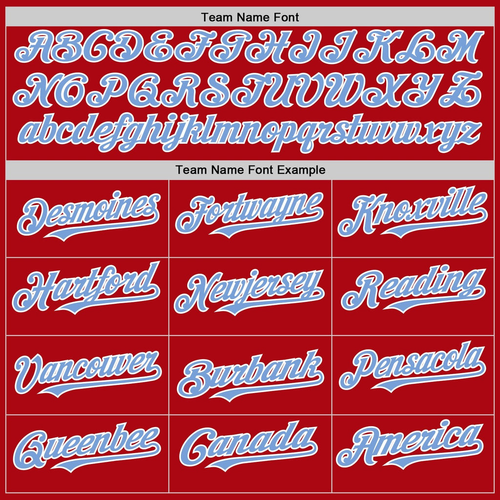 Custom Red Light Blue-White Bomber Full-Snap Varsity Letterman Two Tone Hoodie Jacket photo 3