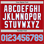 Custom Red Light Blue-White Bomber Full-Snap Varsity Letterman Two Tone Hoodie Jacket photo 4