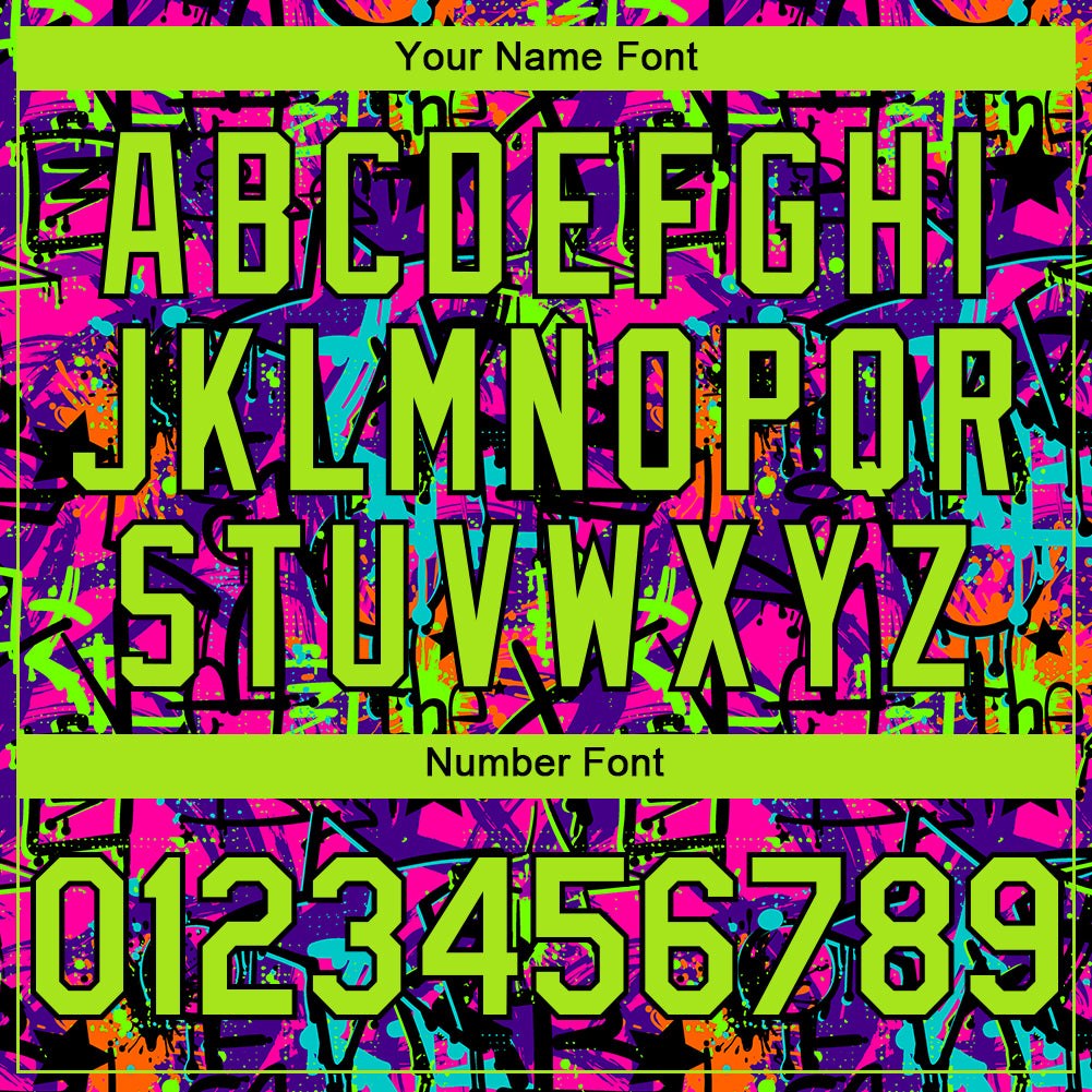 Custom Graffiti Pattern Neon Green-Black Splash 3D Bomber Full-Snap Varsity Letterman Hoodie Jacket photo 4
