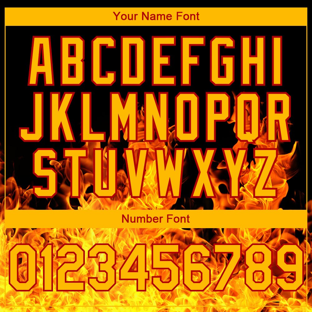 Custom Black Gold-Red Flame 3D Pattern Design Bomber Full-Snap Varsity Letterman Hoodie Jacket photo 4